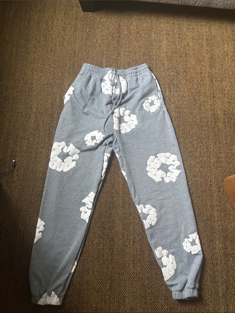 Kids Gray Floral Print Jogger Sweatpants